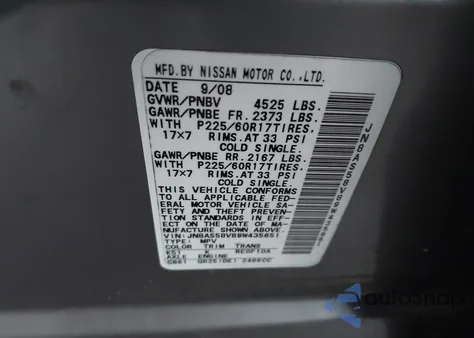 2009 Nissan Rogue Sl z USA, uszkodzony, nr VIN JN8AS58V89W435651